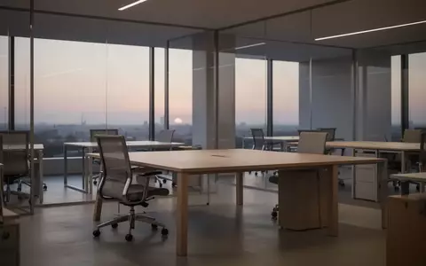 Ein moderner, leerer Büroarbeitsplatz mit minimalistischer Einrichtung und natürlichem Licht. - Foto: über boerse-global.de