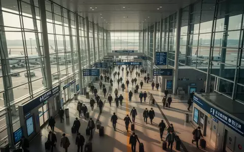 Geschäftiges Treiben im Terminal des Incheon International Airport mit Passagieren in moderner Architektur. - Foto: über boerse-global.de