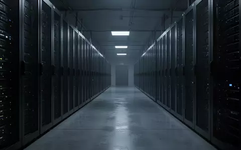 Ein dunkler, steriler Serverraum mit langen Reihen metallischer Racks in einem modernen Rechenzentrum. - Foto: über boerse-global.de