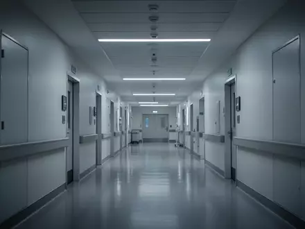 Ein steriler, modern beleuchteter Krankenhausflur mit glänzendem Boden und minimalistischer Architektur. - Foto: über boerse-global.de