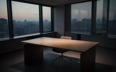 Ein leerer, modern gestalteter Schreibtisch in einem Büro bei Dämmerung, der eine Atmosphäre von Stille und Rückzug vermittelt. - Foto: über boerse-global.de