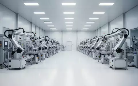 Eine hochmoderne, automatisierte Industriehalle mit präzisen Fertigungsmaschinen und einer sauberen, technologischen Umgebung. - Foto: über boerse-global.de