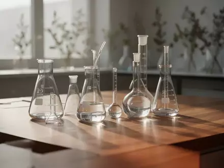 Laborausstattung mit Glasgefäßen auf einer Holzoberfläche in natürlichem Licht, die wissenschaftliche Forschung symbolisiert. - Foto: über boerse-global.de