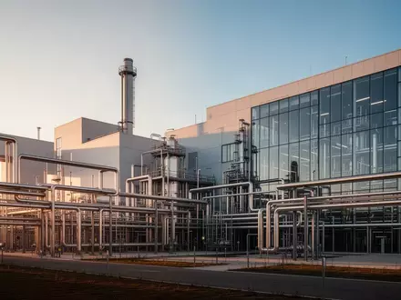 Moderne pharmazeutische Industrieanlage mit hochwertiger Architektur und technischen Anlagen bei Tageslicht. - Foto: über boerse-global.de