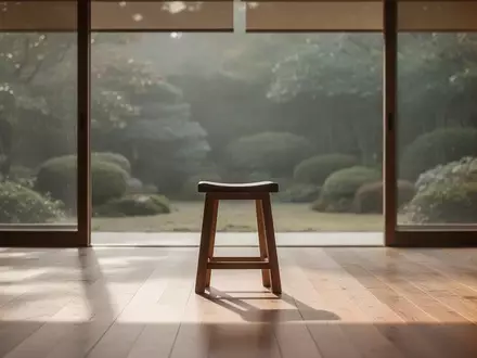 Ein minimalistischer, lichtdurchfluteter Raum mit Holzboden und Blick in einen ruhigen Garten, der eine Atmosphäre der Entspannung vermittelt. - Foto: über boerse-global.de