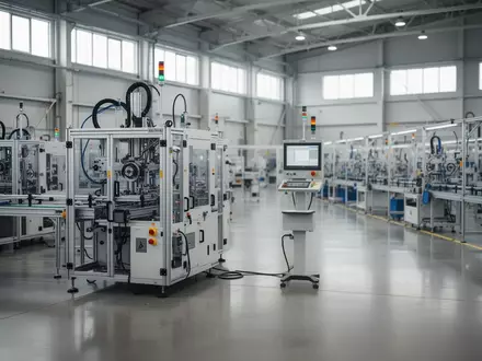 Moderne, aufgeräumte Produktionshalle einer Industrieanlage mit präzisen Fertigungsmaschinen und natürlichem Lichteinfall. - Foto: über boerse-global.de