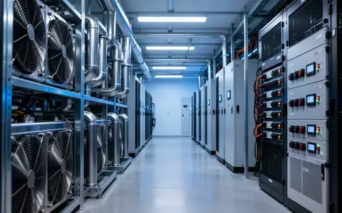 Moderne industrielle Serverinfrastruktur in einem klimatisierten Raum mit blauer Beleuchtung. - Foto: über boerse-global.de