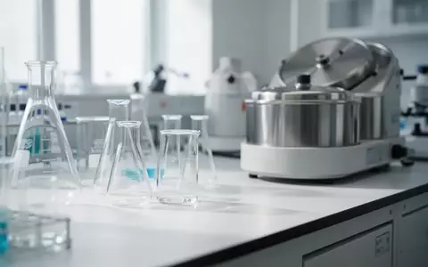 Ein steriles, modernes pharmazeutisches Labor mit Glasgefäßen und Laborgeräten auf einer weißen Arbeitsfläche. - Foto: über boerse-global.de