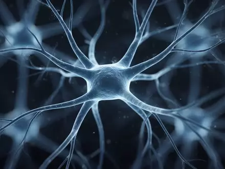 Abstrakte Darstellung eines neuronalen Netzwerks in blauen Lichtfarben vor einem dunklen, organischen Hintergrund. - Foto: über boerse-global.de