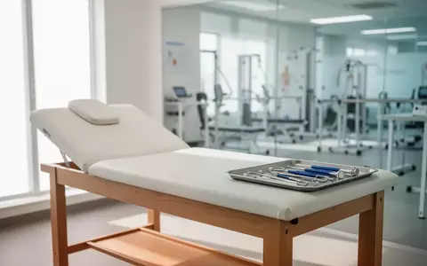 Ein heller, moderner Behandlungsraum in einer orthopädischen Praxis mit einer Untersuchungsliege und medizinischen Geräten. - Foto: über boerse-global.de
