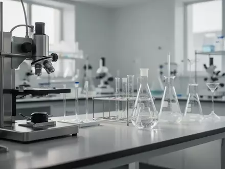 Ein steriles, modernes Labor mit hochwertigen Edelstahlinstrumenten und Glasgefäßen in einer ruhigen, klinischen Umgebung. - Foto: über boerse-global.de