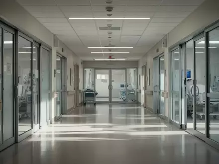 Ein moderner, heller Krankenhausflur mit polierten Böden und minimalistischer Architektur. - Foto: über boerse-global.de