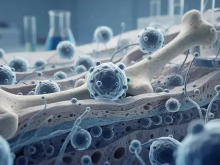 Mikroskopische Darstellung von Knochengewebe und zellulären Strukturen in einem medizinischen Labor. - Foto: über boerse-global.de