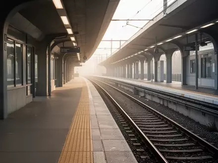 Ein leerer Bahnsteig im frühen Morgenlicht, der den Blick auf die Schienen freigibt, die in die Ferne führen. - Foto: über boerse-global.de