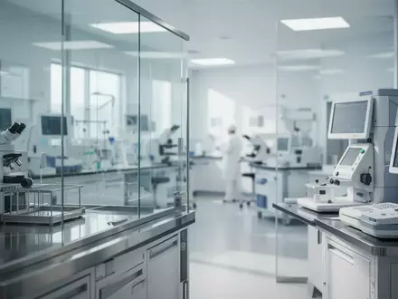 Ein modernes, steriles medizinisches Labor mit hochwertiger Diagnoseausrüstung und hellem Tageslicht. - Foto: über boerse-global.de