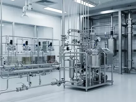 Moderne pharmazeutische Produktionsanlage mit Edelstahlanlagen und steriler Laborumgebung. - Foto: über boerse-global.de