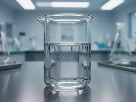 Eine Nahaufnahme einer klaren Flüssigkeit in einem Laborgefäß, die den technologischen Ansatz der Nanomedizin symbolisiert. - Foto: über boerse-global.de