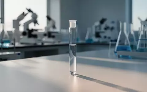 Ein steriler Labortisch mit einem einzelnen Reagenzglas in einem modern ausgestatteten medizinischen Forschungslabor. - Foto: über boerse-global.de