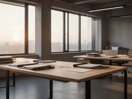 Ein moderner, aufgeräumter Büroarbeitsplatz mit Dokumenten auf einem Holztisch bei natürlichem Lichteinfall. - Foto: über boerse-global.de