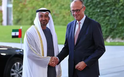 Muhammad bin Zayid Al Nahyan und Friedrich Merz am 10.09.2026 - Foto: via dts Nachrichtenagentur