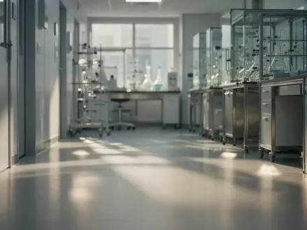 Ein heller, steriler Laborflur in einem medizinischen Forschungszentrum mit sanftem Tageslicht und neutraler Architektur. - Foto: über boerse-global.de