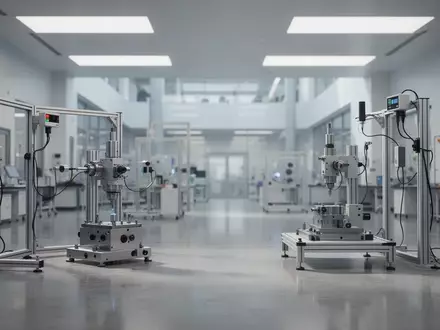 Ein modernes, hochtechnologisches Industrielabor mit spezialisierter mechanischer Ausrüstung und Sensoren in einer sauberen, minimalistischen Umgebung. - Foto: über boerse-global.de
