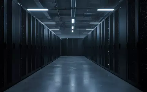 Dunkler, minimalistischer Serverraum mit unbeschrifteten Serverschränken in bläulichem Licht. - Foto: über boerse-global.de