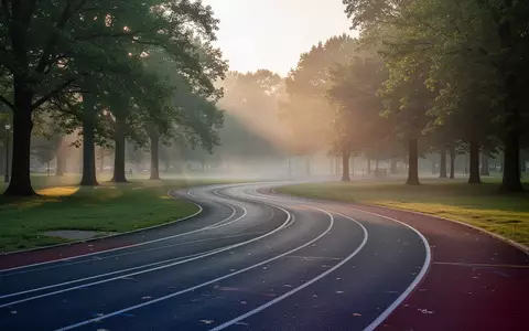 Eine leere Laufbahn in einem Park im morgendlichen Licht. - Foto: über boerse-global.de