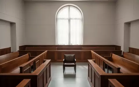 Ein leerer, minimalistischer Gerichtssaal mit polierten Holzbänken und natürlichem Lichteinfall durch ein hohes Fenster. - Foto: über boerse-global.de