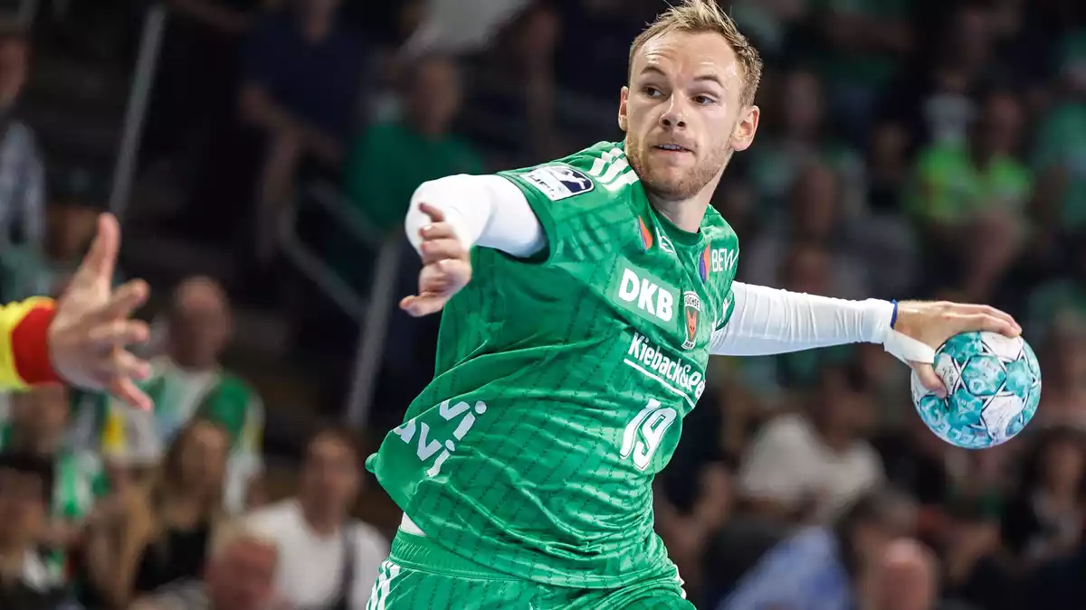 Welthandballer Mathias Gidsel war einmal mehr bester Berliner Schütze. (Archivbild) - Bild: Andreas Gora/dpa
