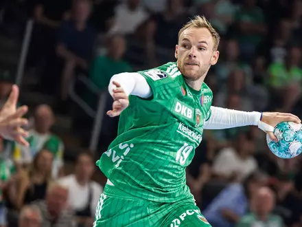 Welthandballer Mathias Gidsel war einmal mehr bester Berliner Schütze. (Archivbild) - Foto: Andreas Gora/dpa