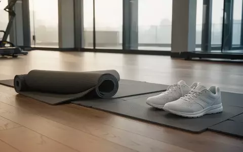 Ein minimalistisch gestalteter Fitnessraum mit weichem Tageslicht, einer zusammengerollten Matte und sauberen Sportschuhen auf dem Boden. - Foto: über boerse-global.de