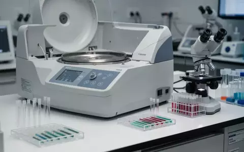 Laborumgebung mit medizinischen Analysegeräten und Objektträgern auf einem sterilen Labortisch. - Foto: über boerse-global.de