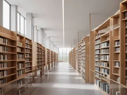 Eine ruhige, moderne Universitätsbibliothek mit hohen Bücherregalen und natürlichem Lichteinfall. - Foto: über boerse-global.de