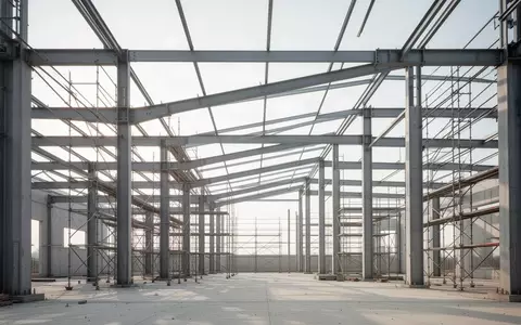 Eine leere industrielle Baustelle mit Stahlträgern und Gerüsten vor einem hellen Himmel als Symbol für den Fachkräftemangel. - Foto: über boerse-global.de