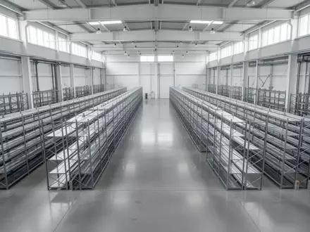 Ein weitläufiges, modernes Industrielager mit hohen Decken und ordentlich aufgereihten Regalsystemen. - Foto: über boerse-global.de