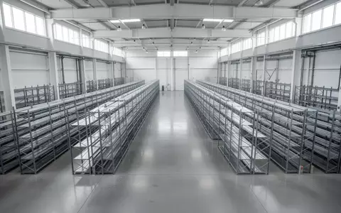 Ein weitläufiges, modernes Industrielager mit hohen Decken und ordentlich aufgereihten Regalsystemen. - Foto: über boerse-global.de