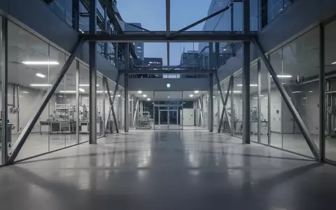 Ein minimalistisches, hochmodernes Industrielabor in Tokio mit glatten Betonböden und atmosphärischer Beleuchtung. - Foto: über boerse-global.de