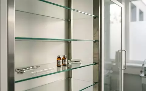 Ein minimalistischer, leerer Medizinschrank in einer hellen, neutralen Umgebung. - Foto: über boerse-global.de