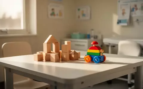 Ein helles, ruhiges Behandlungszimmer mit Holzspielzeug auf einem Tisch bei natürlichem Tageslicht. - Foto: über boerse-global.de