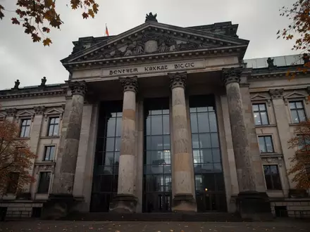 Fassade eines historischen Regierungsgebäudes in Berlin an einem bewölkten Tag. - Foto: über boerse-global.de