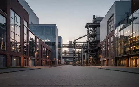 Ein weitläufiges Industriegelände eines Automobilwerks bei Dämmerung mit moderner Architektur und Backsteinfassaden. - Foto: über boerse-global.de