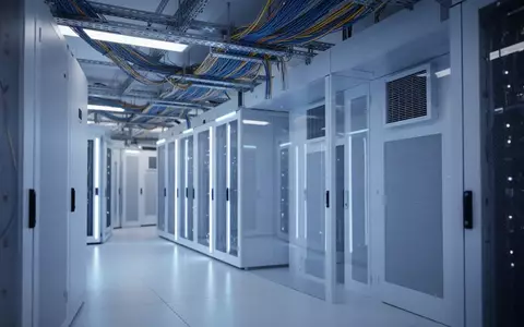 Moderne Server-Infrastruktur in einem minimalistischen Rechenzentrum mit blauer Beleuchtung. - Foto: über boerse-global.de