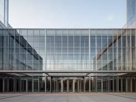 Moderne Glas- und Stahlfassade eines Regierungsgebäudes bei Tageslicht. - Foto: über boerse-global.de