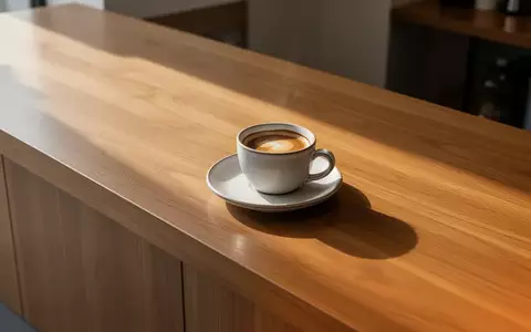 Ein heller, minimalistischer Tresen in einem modernen Café mit einer Kaffeetasse, aufgenommen in natürlichem Licht. - Foto: über boerse-global.de