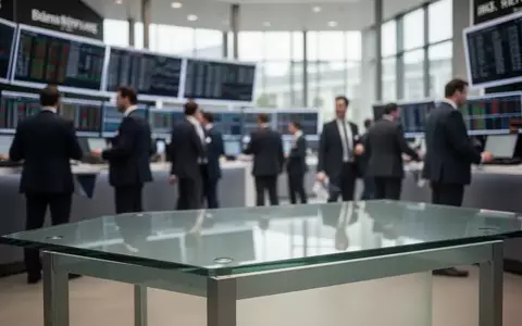 Börsenparkett in Frankfurt mit verschwommenen Händlern und neutraler, professioneller Atmosphäre. - Foto: über boerse-global.de