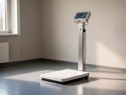 Eine medizinische Waage in einem modernen, hellen Behandlungsraum einer österreichischen Gesundheitseinrichtung. - Foto: über boerse-global.de