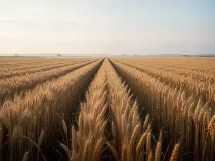 Weites, goldenes Getreidefeld unter einem klaren Morgenhimmel. - Foto: über boerse-global.de