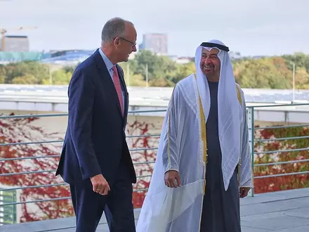 Friedrich Merz und Muhammad bin Zayid Al Nahyan am 10.09.2026 - Foto: via dts Nachrichtenagentur