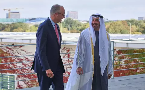 Friedrich Merz und Muhammad bin Zayid Al Nahyan am 10.09.2026 - Foto: via dts Nachrichtenagentur